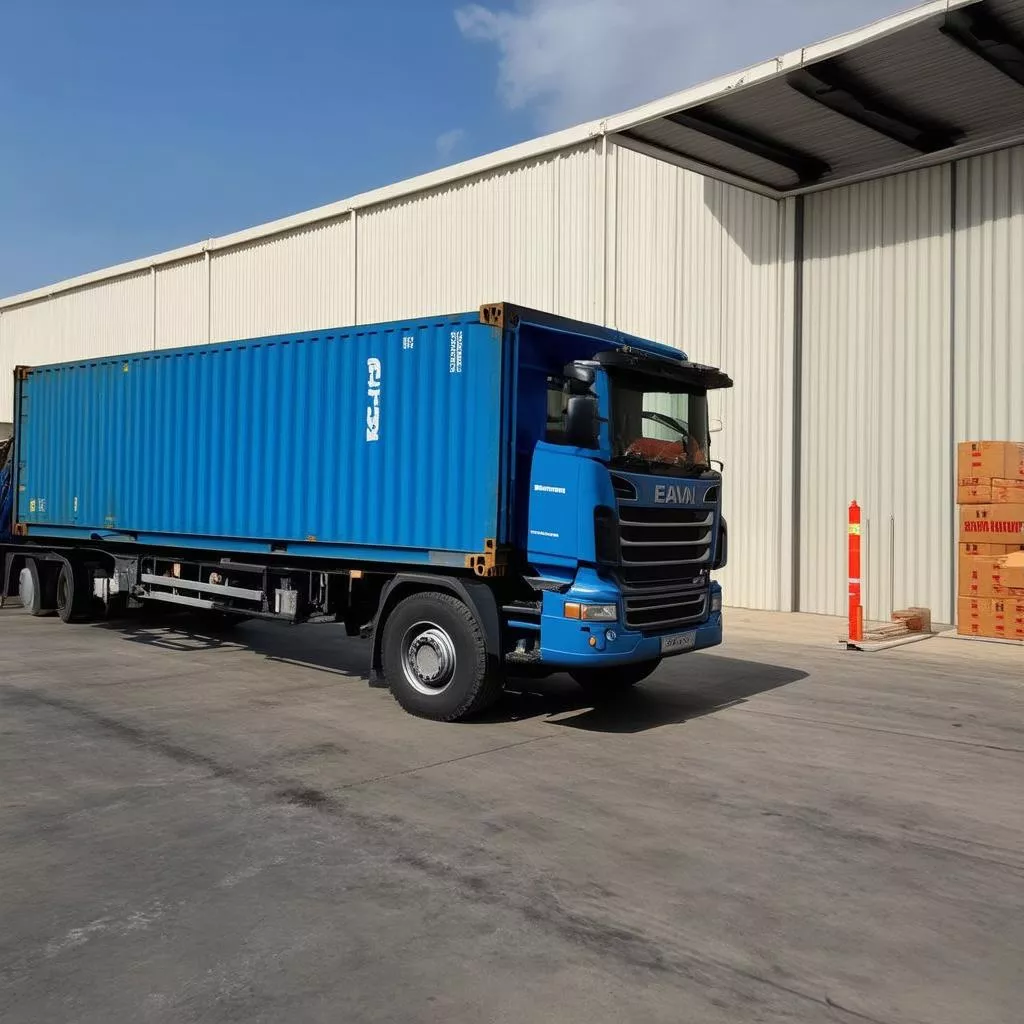 Truck unloading cargo