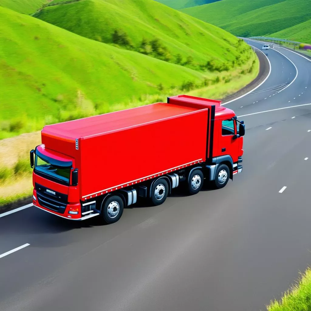 Red truck with custom body