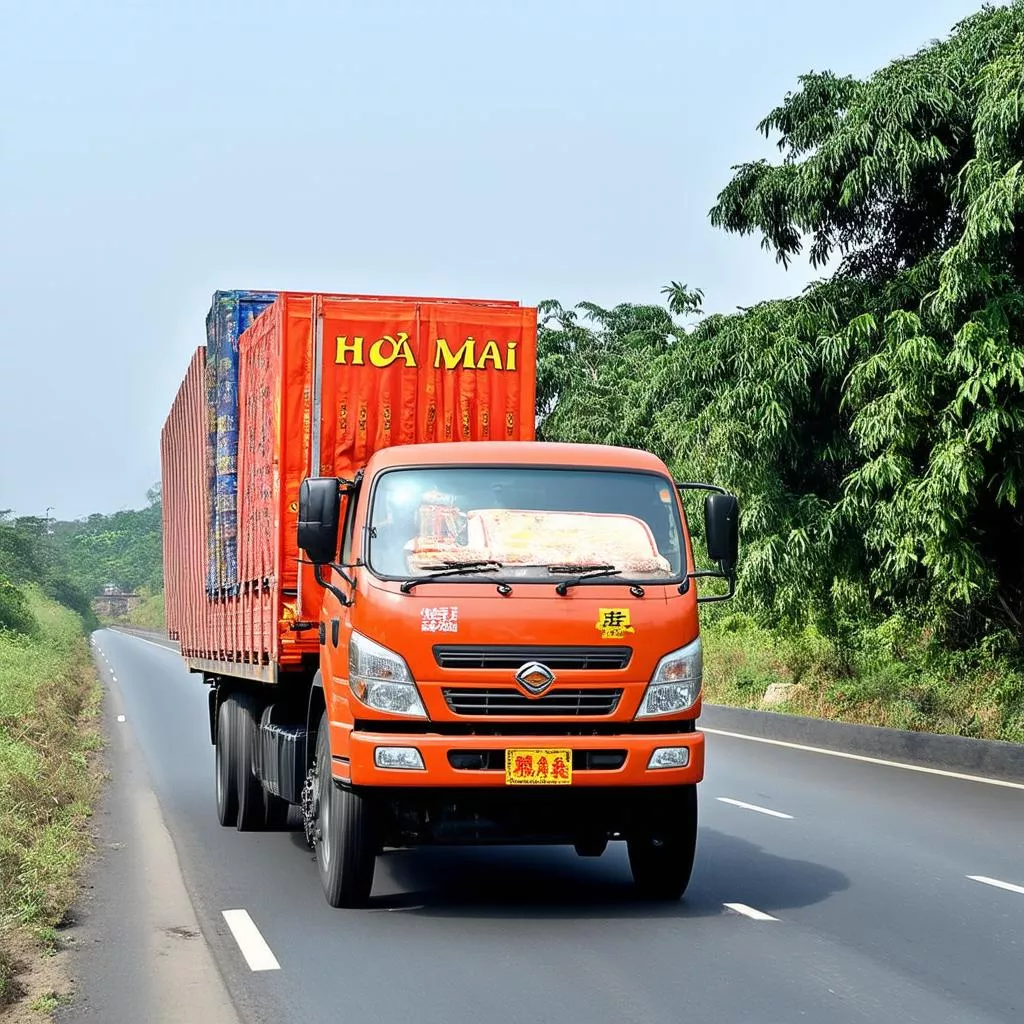 Xe tải Hoa Mai đang vận chuyển hàng hóa