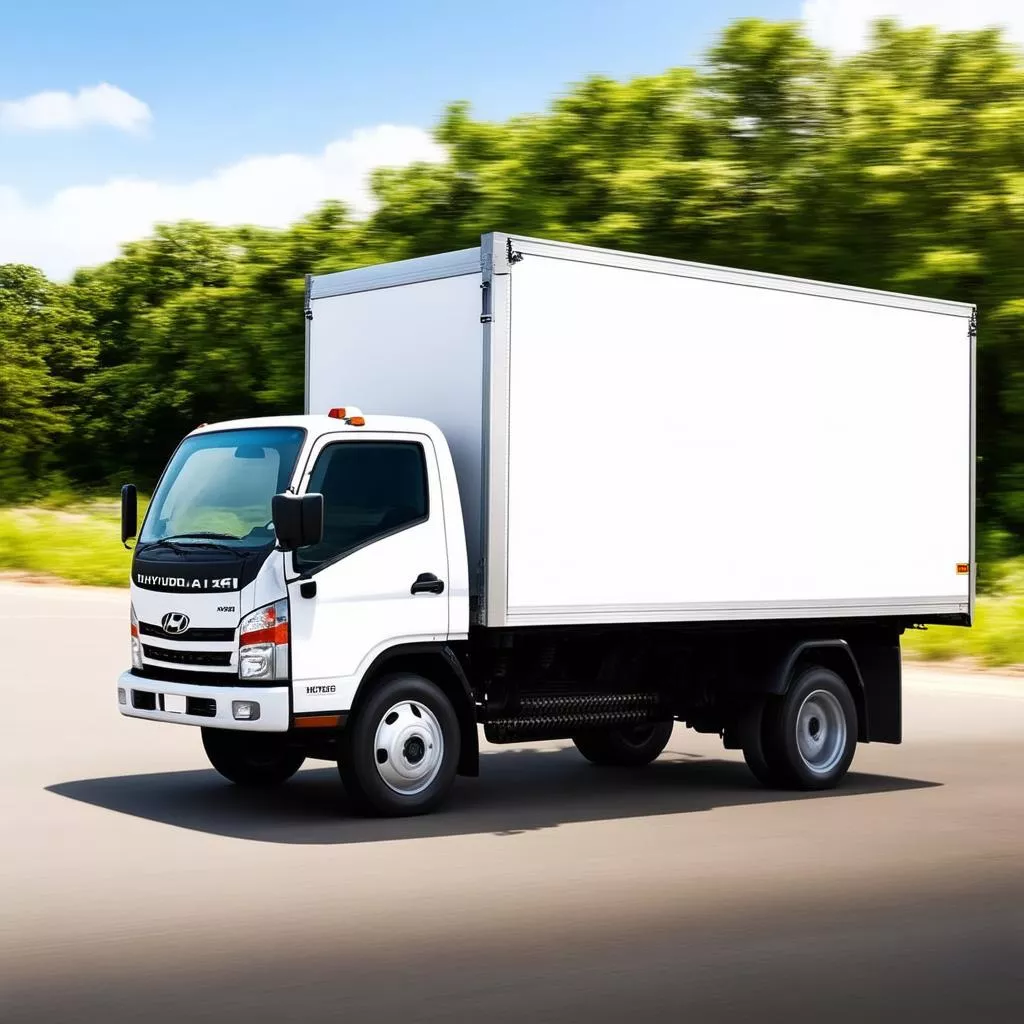 Xe tải Hyundai 1.5 tấn thùng kín chạy trên đường