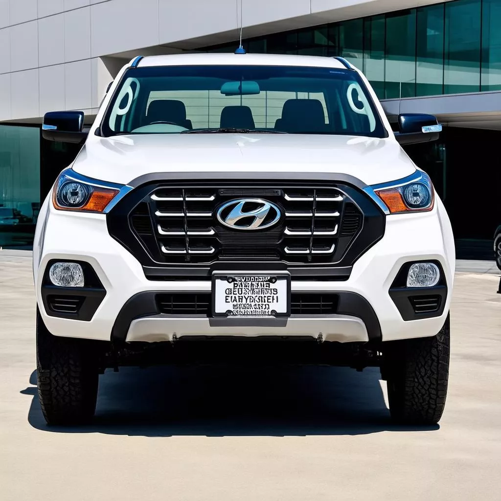 Hyundai truck with a lucky license plate