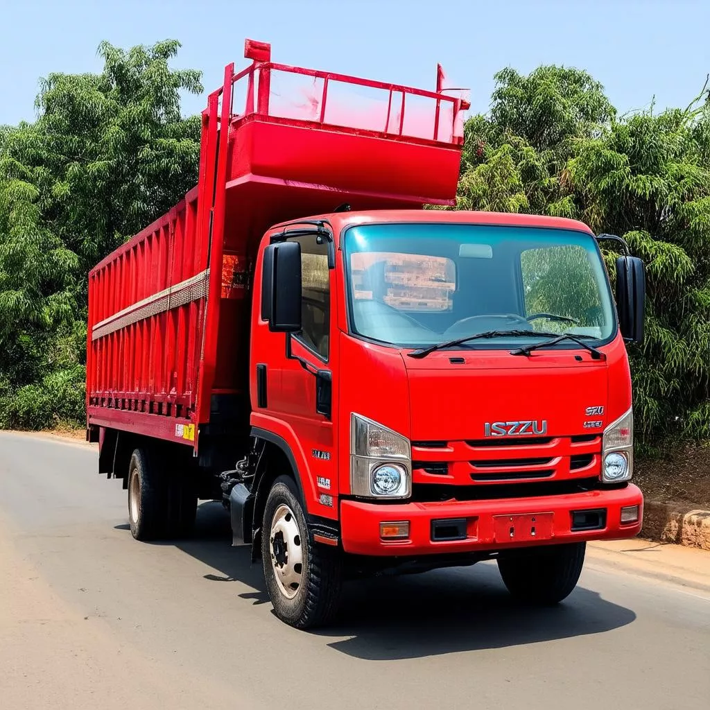 माल ढोता हुआ इसुज़ु ट्रक