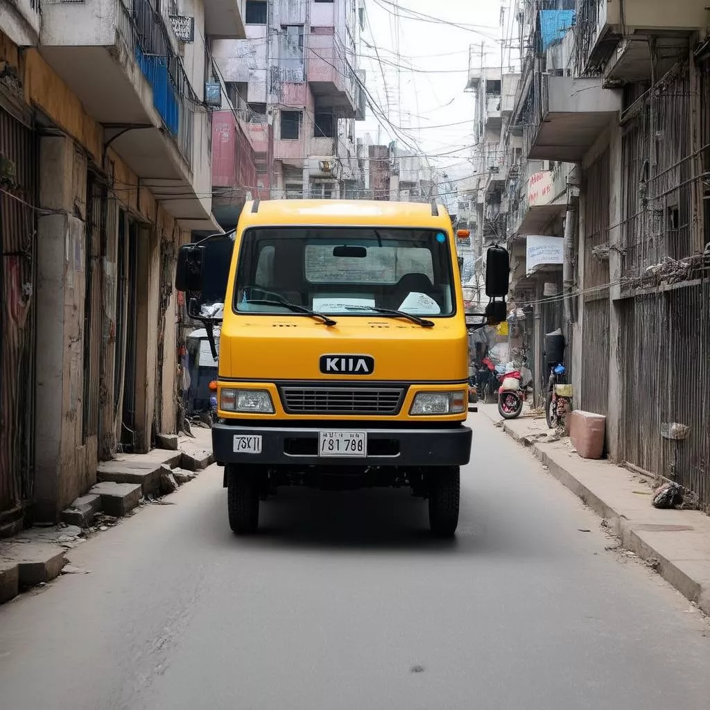Xe tải Kia 1.4 tấn trong hẻm nhỏ