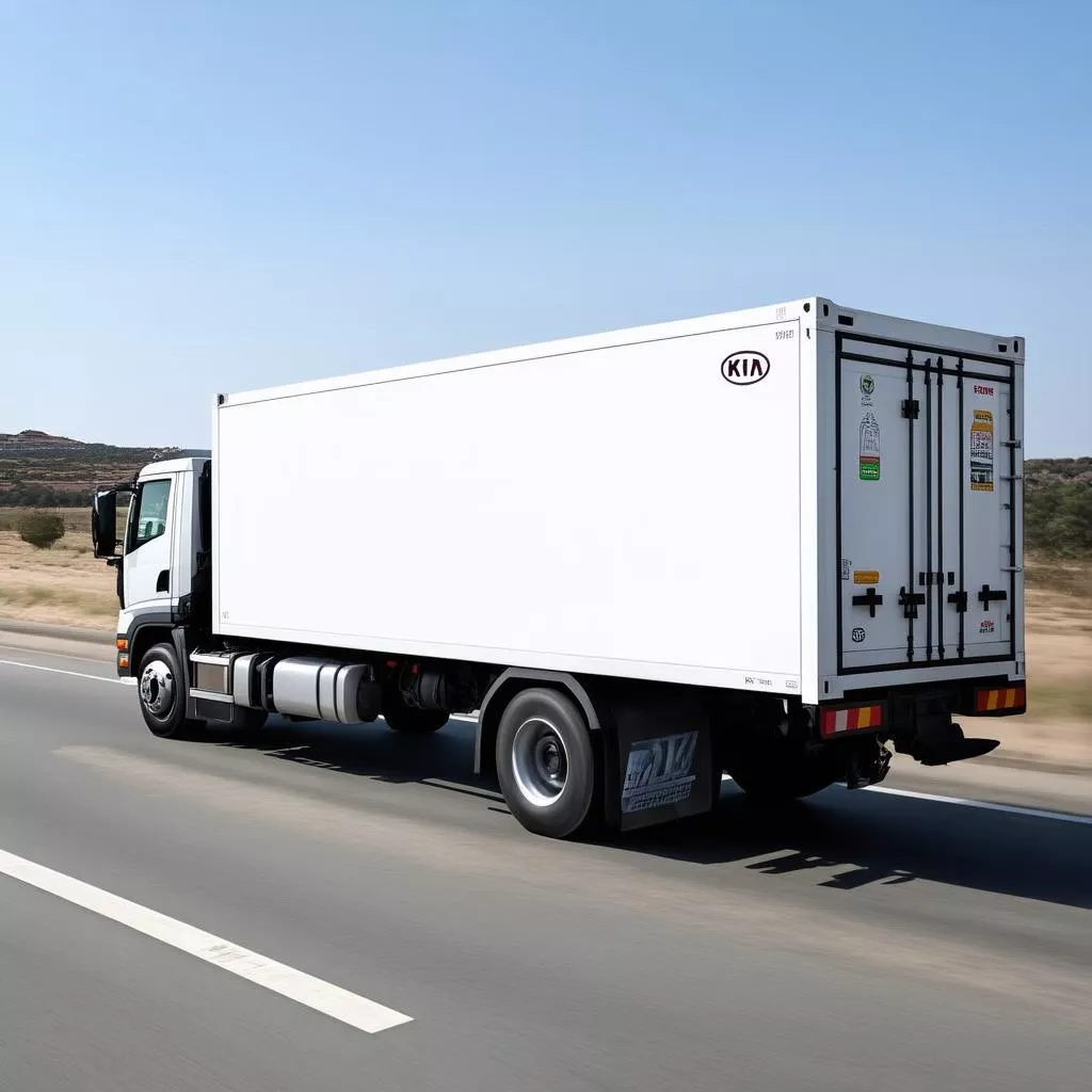 Xe tải lạnh Kia di chuyển trên đường cao tốc
