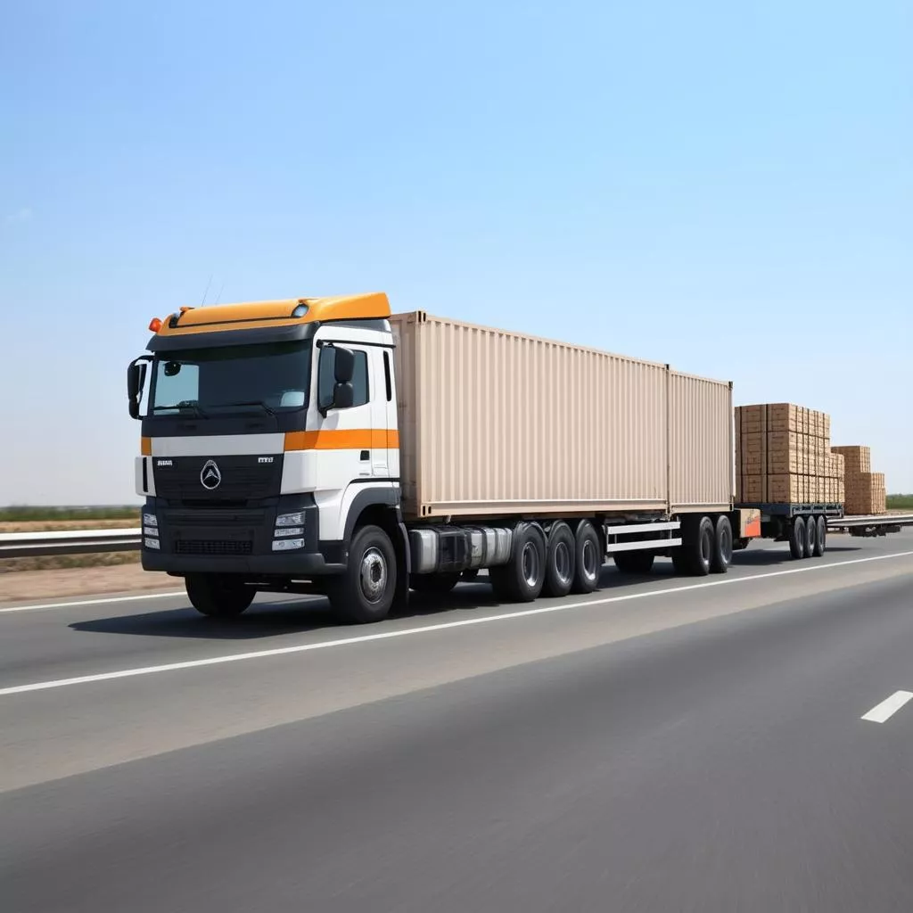 Truck transporting goods