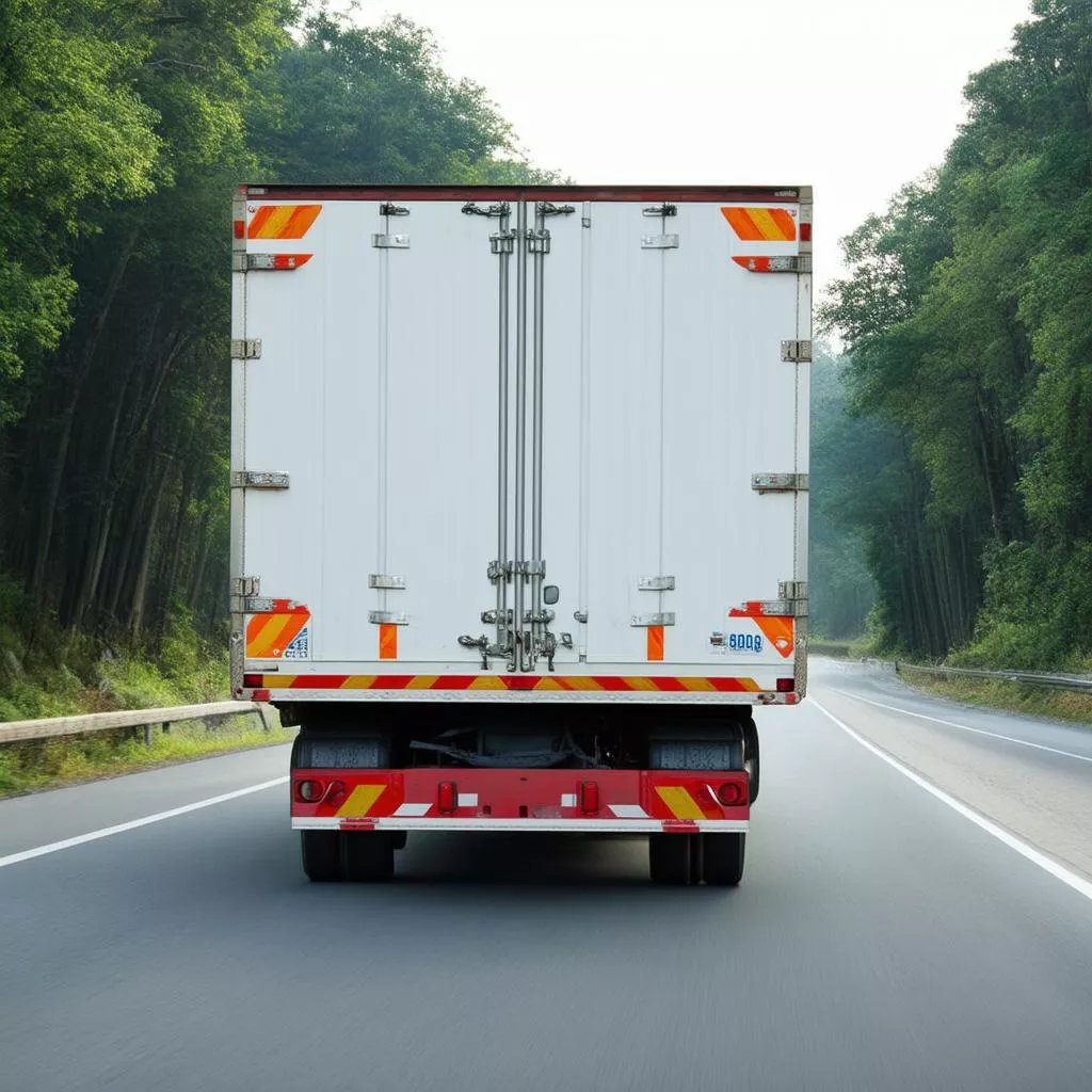 Xe tải đang di chuyển trên đường