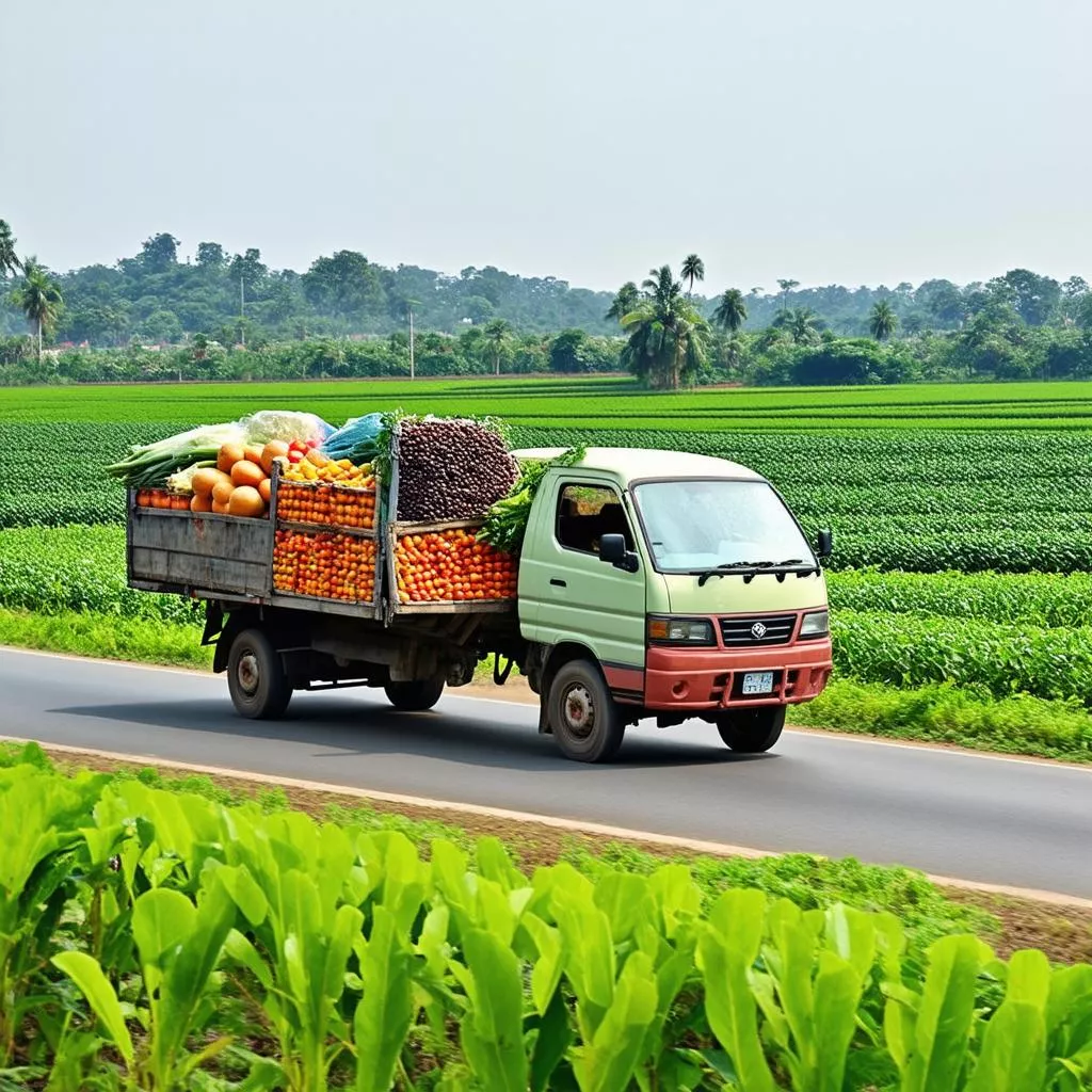 Xe van Trinh Daklak chở nông sản