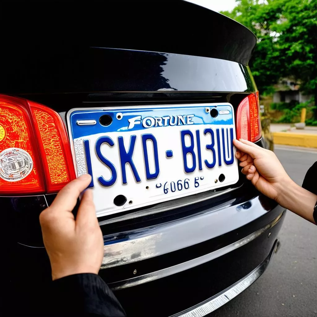 Feng Shui Expert Examining a License Plate
