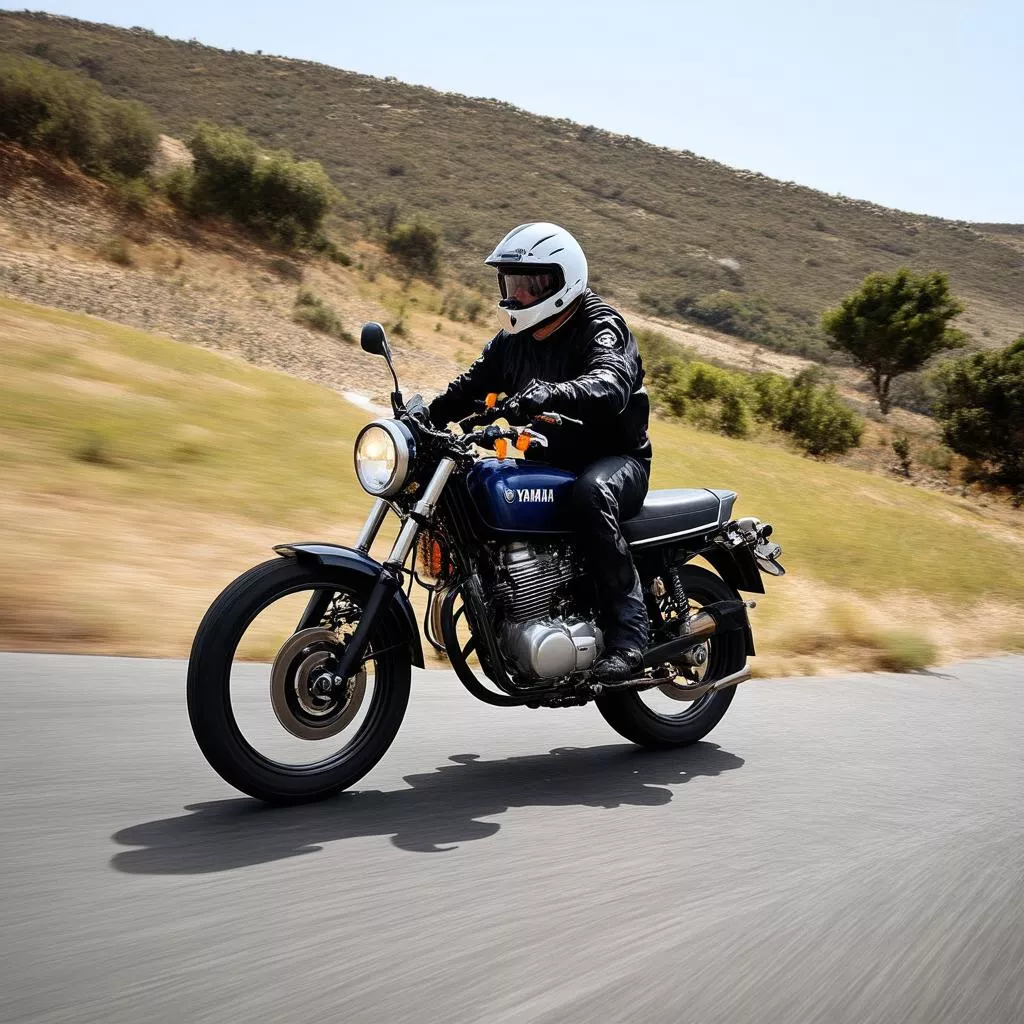 Yamaha SR250 on the road