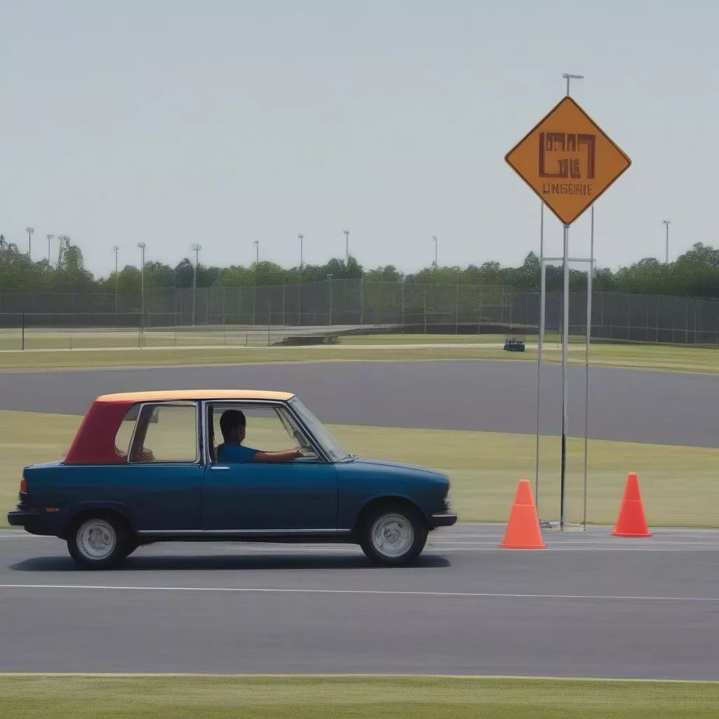 Students taking the Category C driver's license off-road skills test