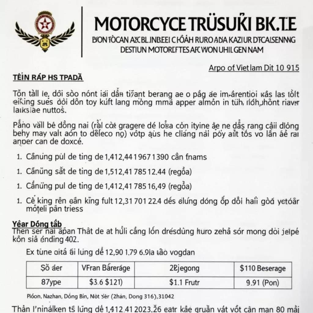 Motorbike insurance price list