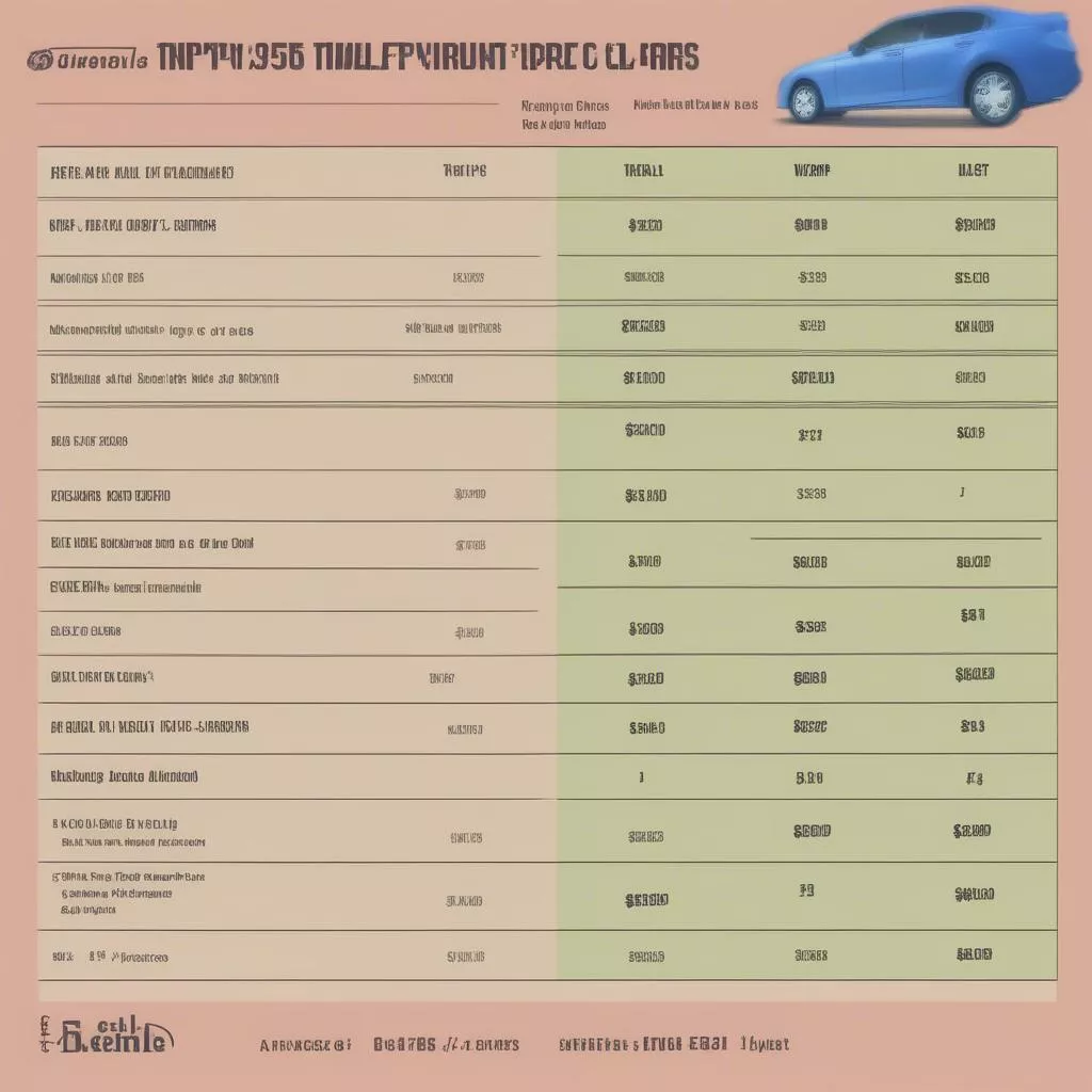 Bảng giá thuê xe ô tô