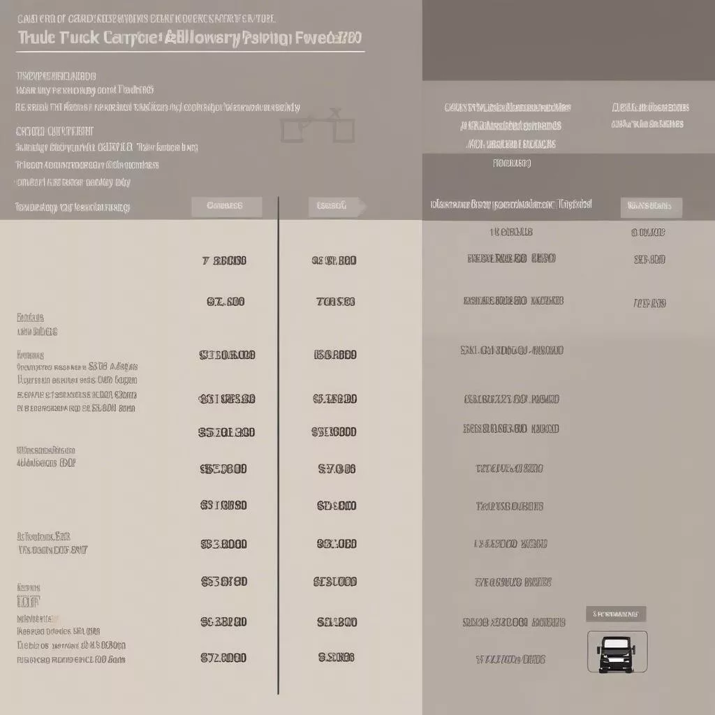 Tabela de preços de transporte de mercadorias por camião