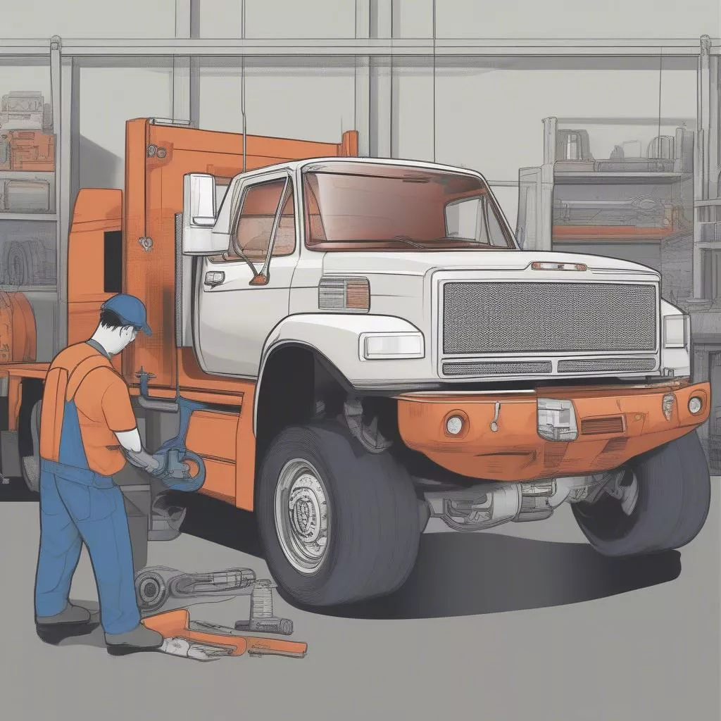 Manutenzione del mozzo ruota di un camion