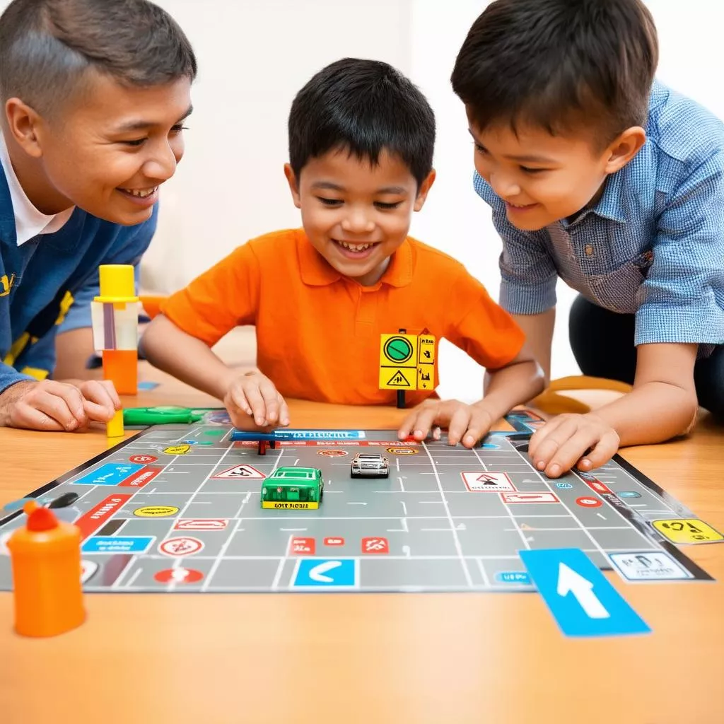 Child learning road signs