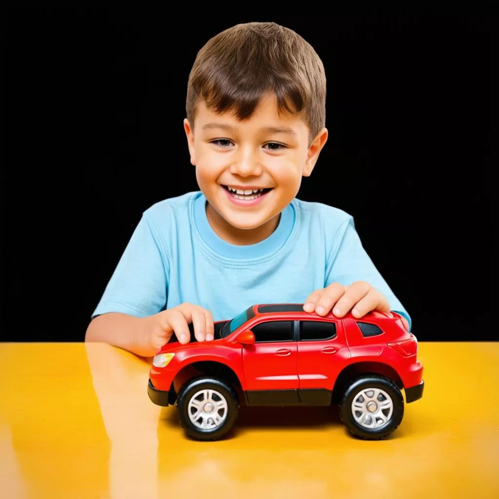 bé trai chơi ô tô