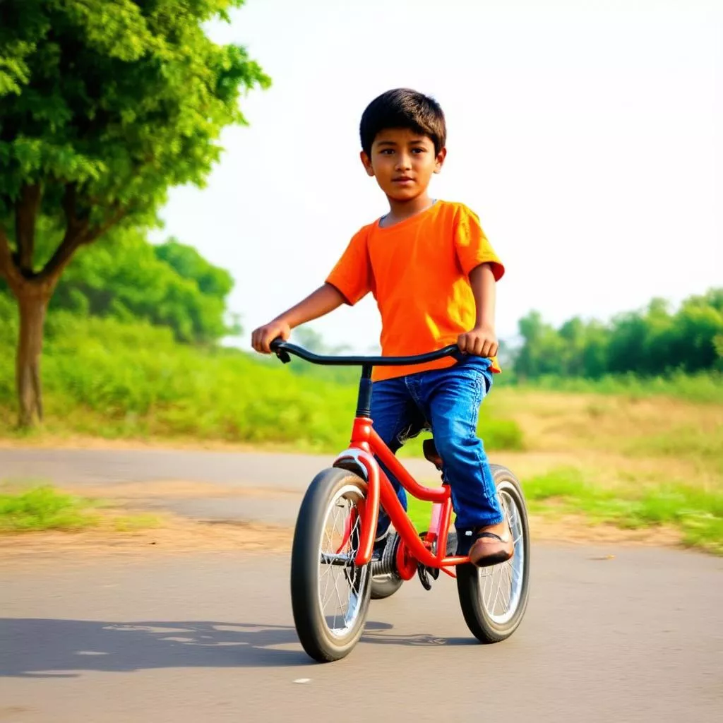 Boy riding a bike
