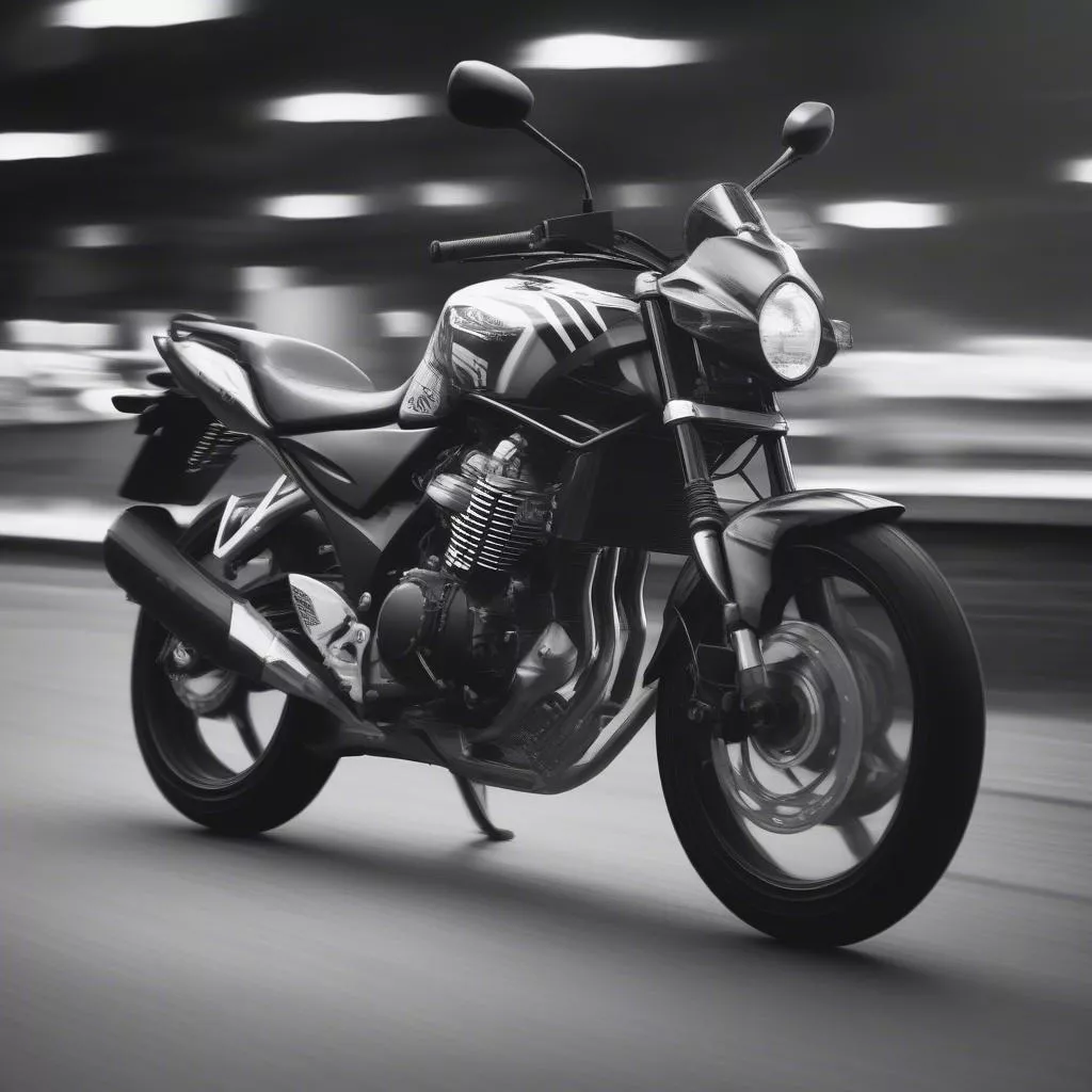 Black and White Benelli 175 Motorcycle