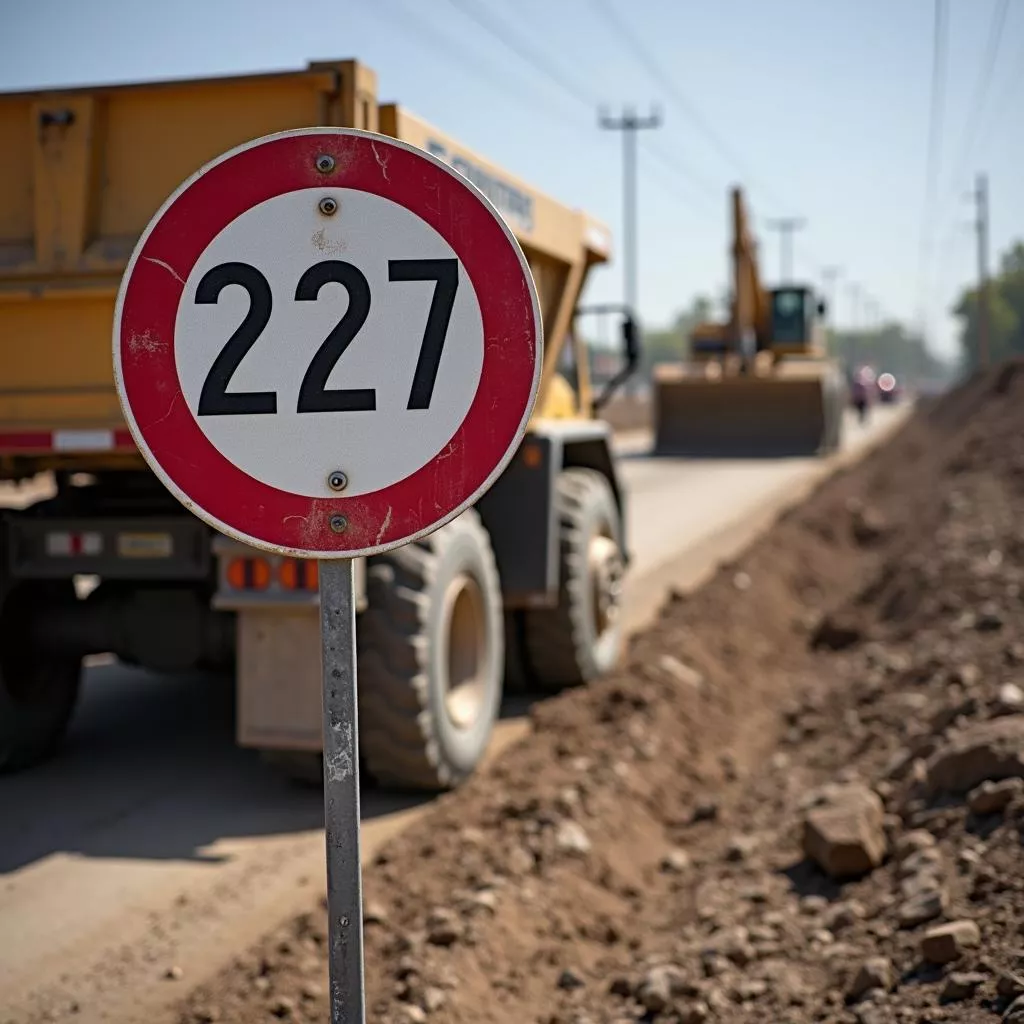 Panneau de signalisation numéro 227 sur un chantier de construction