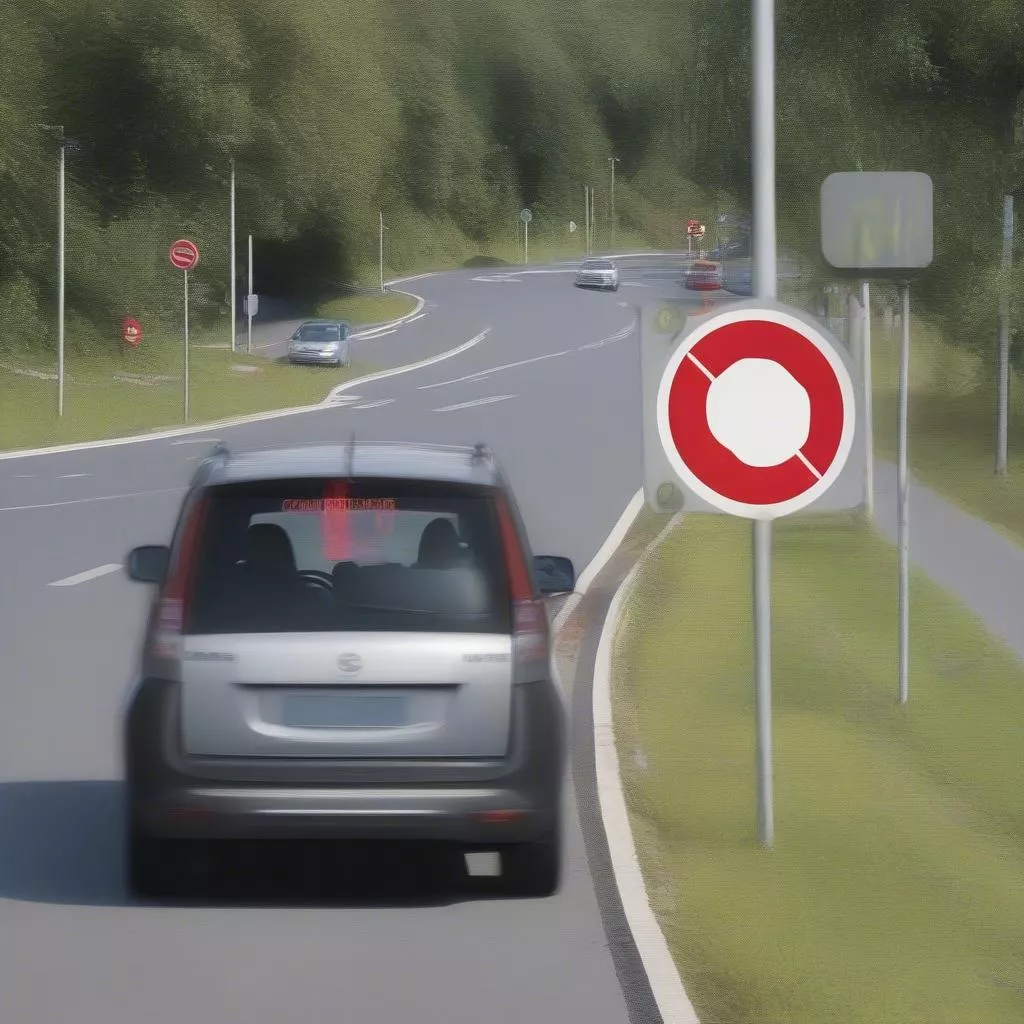 Biển báo cấm dừng xe ô tô kết hợp biển phụ