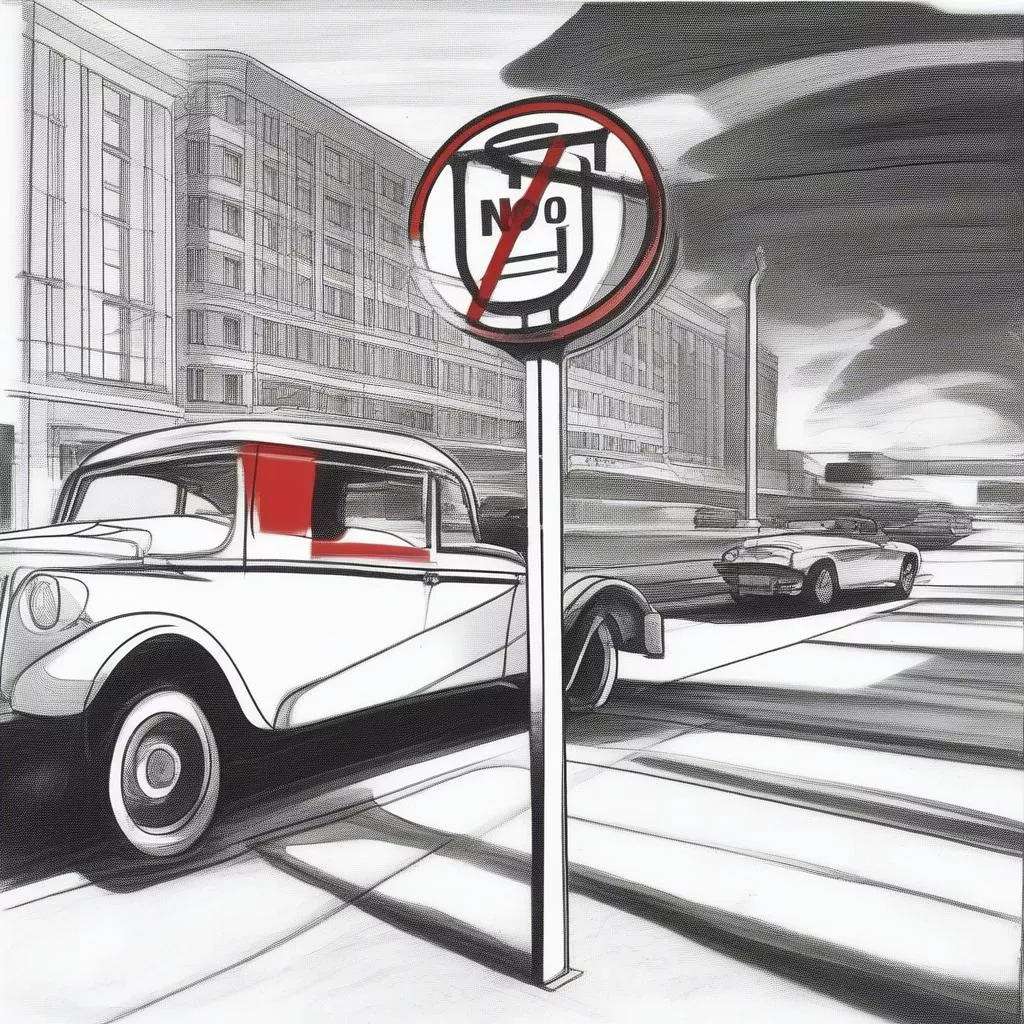 Hình ảnh tô màu biển báo cấm đỗ xe