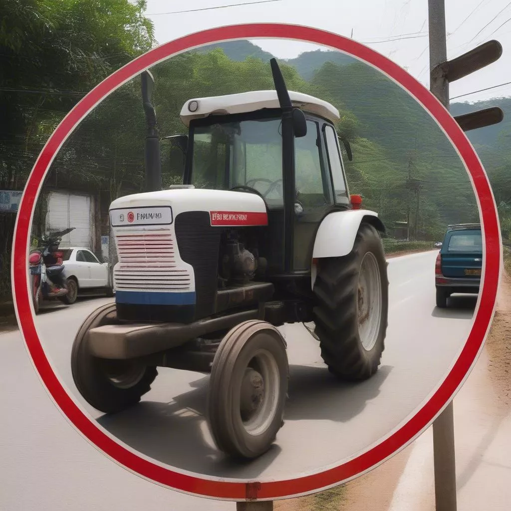 Panneau d'interdiction aux tracteurs et aux camions