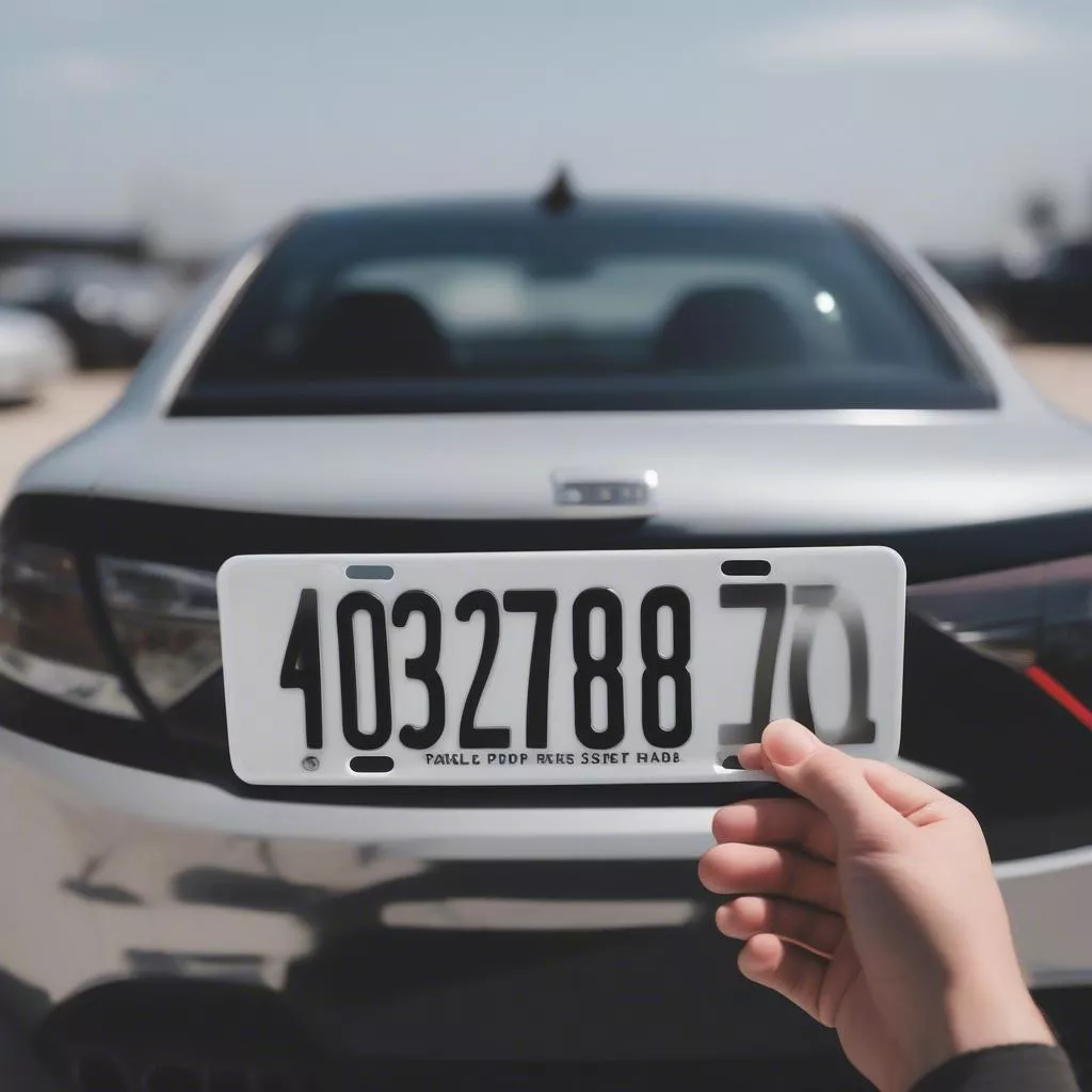 Fake license plate used in a scam