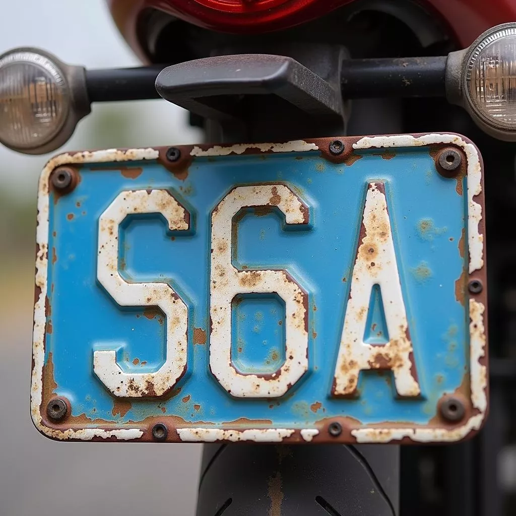 Matrícula de Mota Desbotada e Danificada