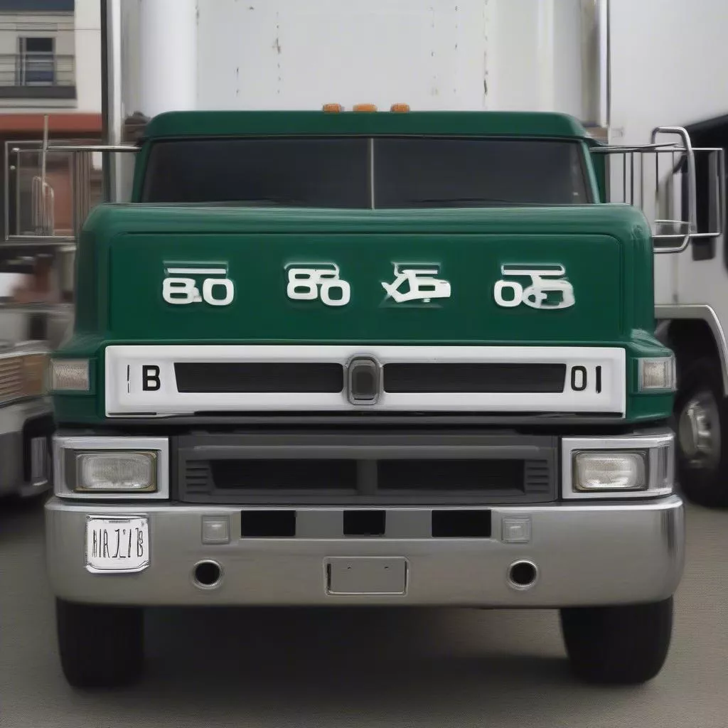80B truck license plate: dark green with white characters