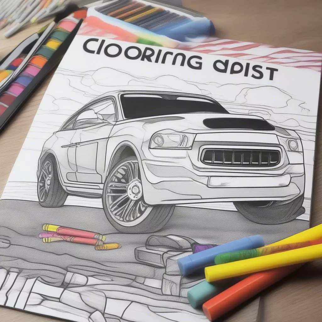 Truck coloring book set with crayons