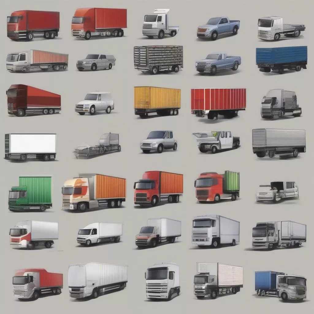 Hình ảnh minh họa các loại xe tải phổ biến trên thị trường