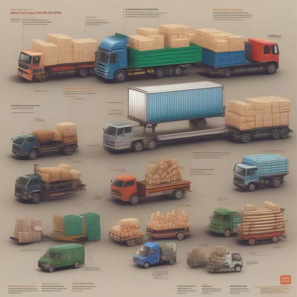 Popular truck types used for transporting goods to Can Gio