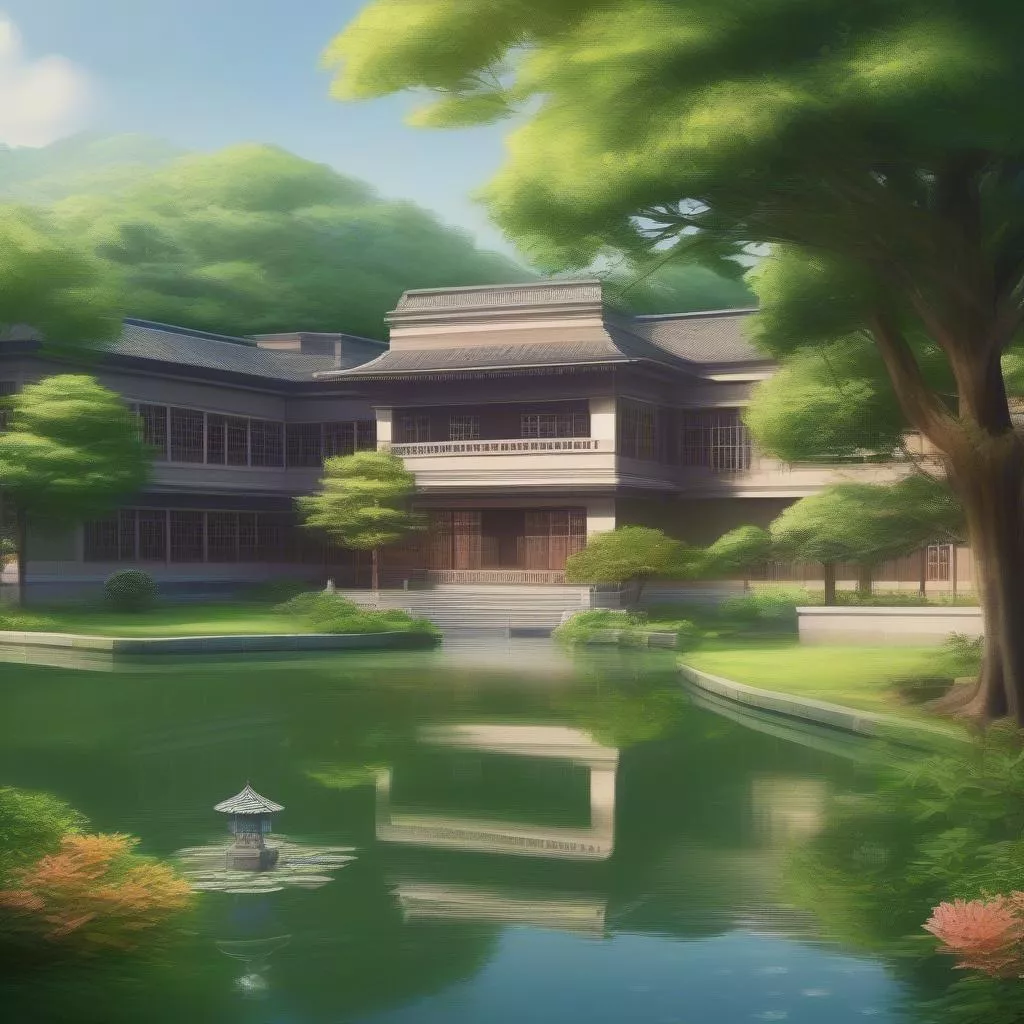 School building with good feng shui landscape