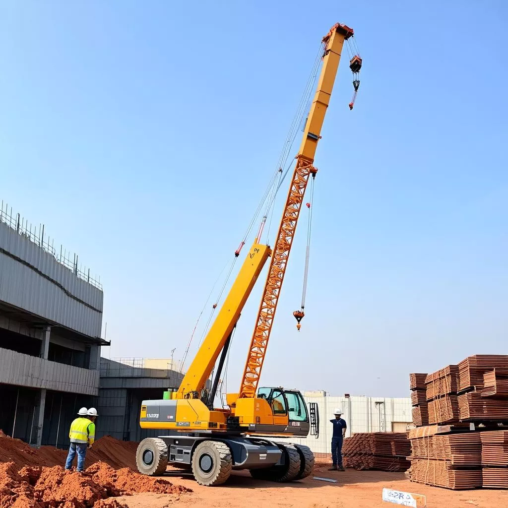 Cẩu 8 tấn tại công trường xây dựng