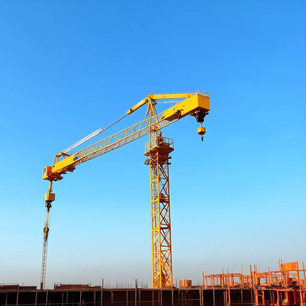 Cẩu tháp QTZ63 6 tấn trên công trường xây dựng