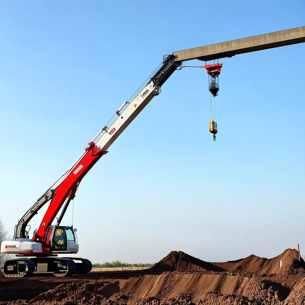 Cẩu tự hành 2 tấn hoạt động tại công trình