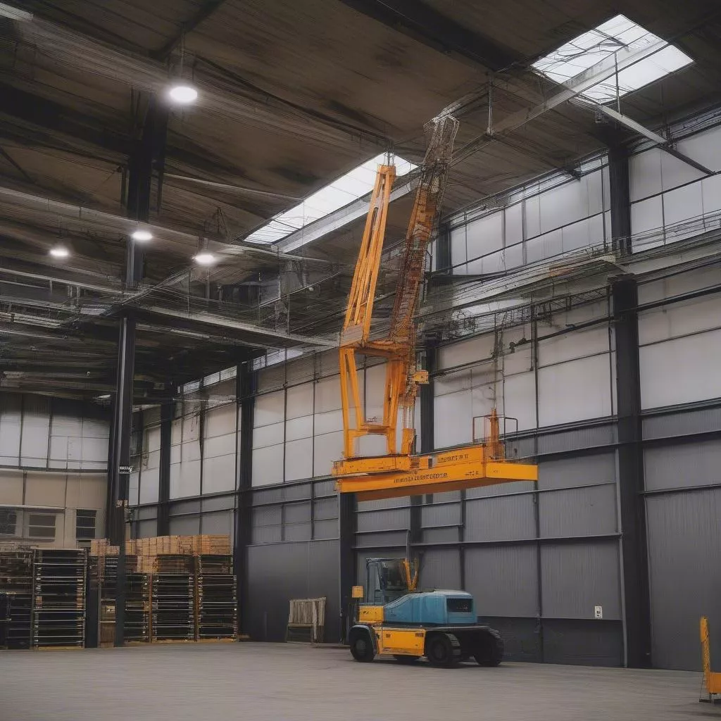 6-ton crane truck at a warehouse