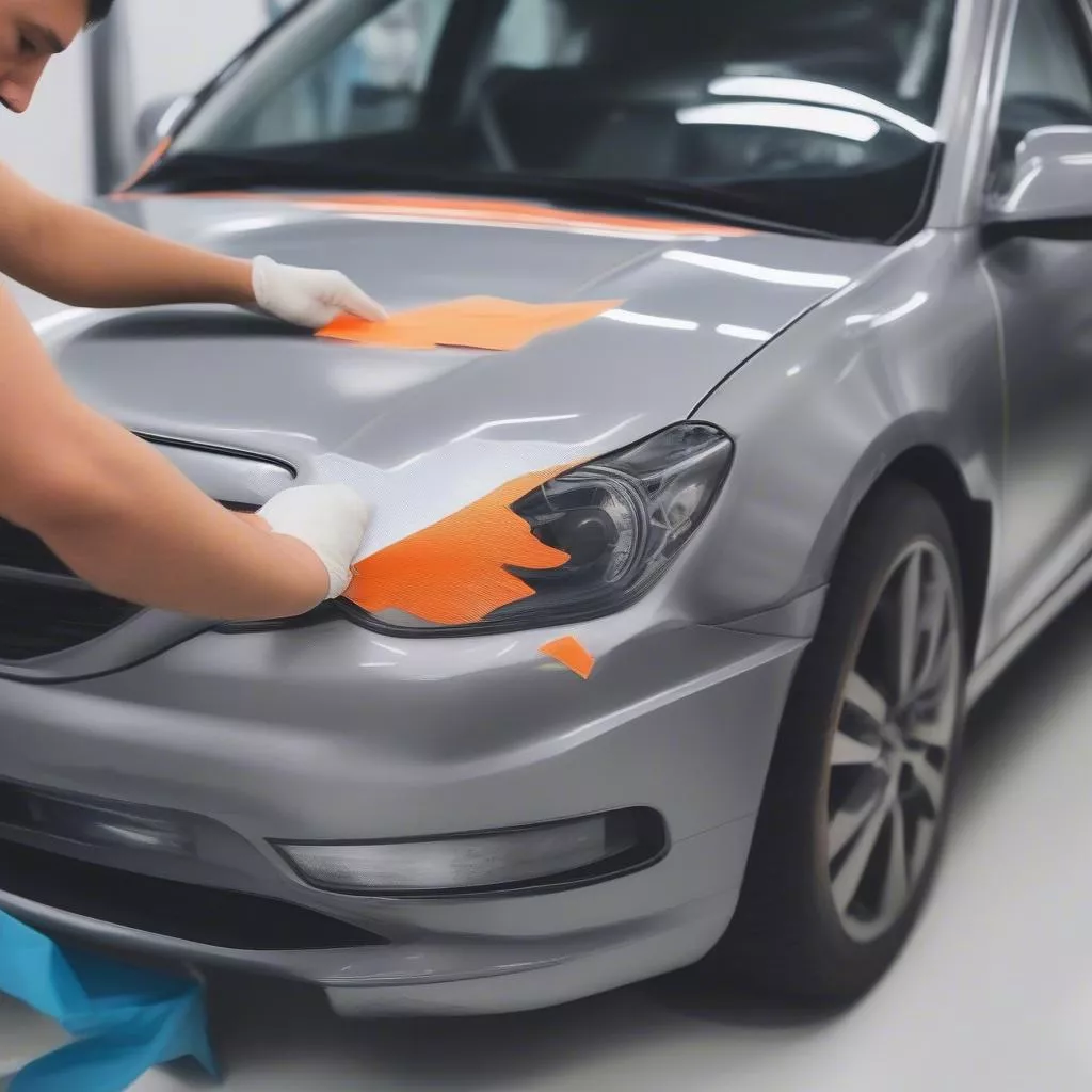 Masking car parts before polishing