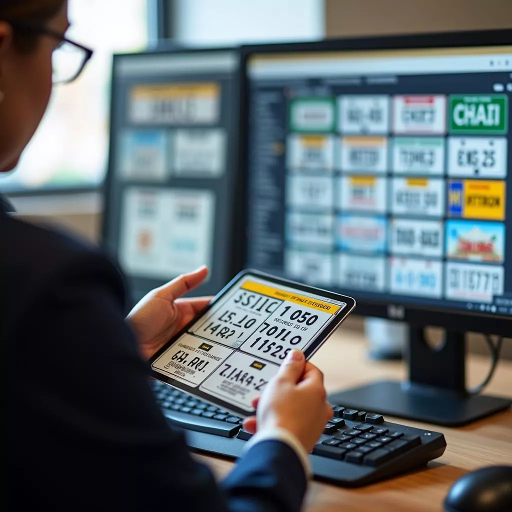 人们正在选择车牌号码的图片