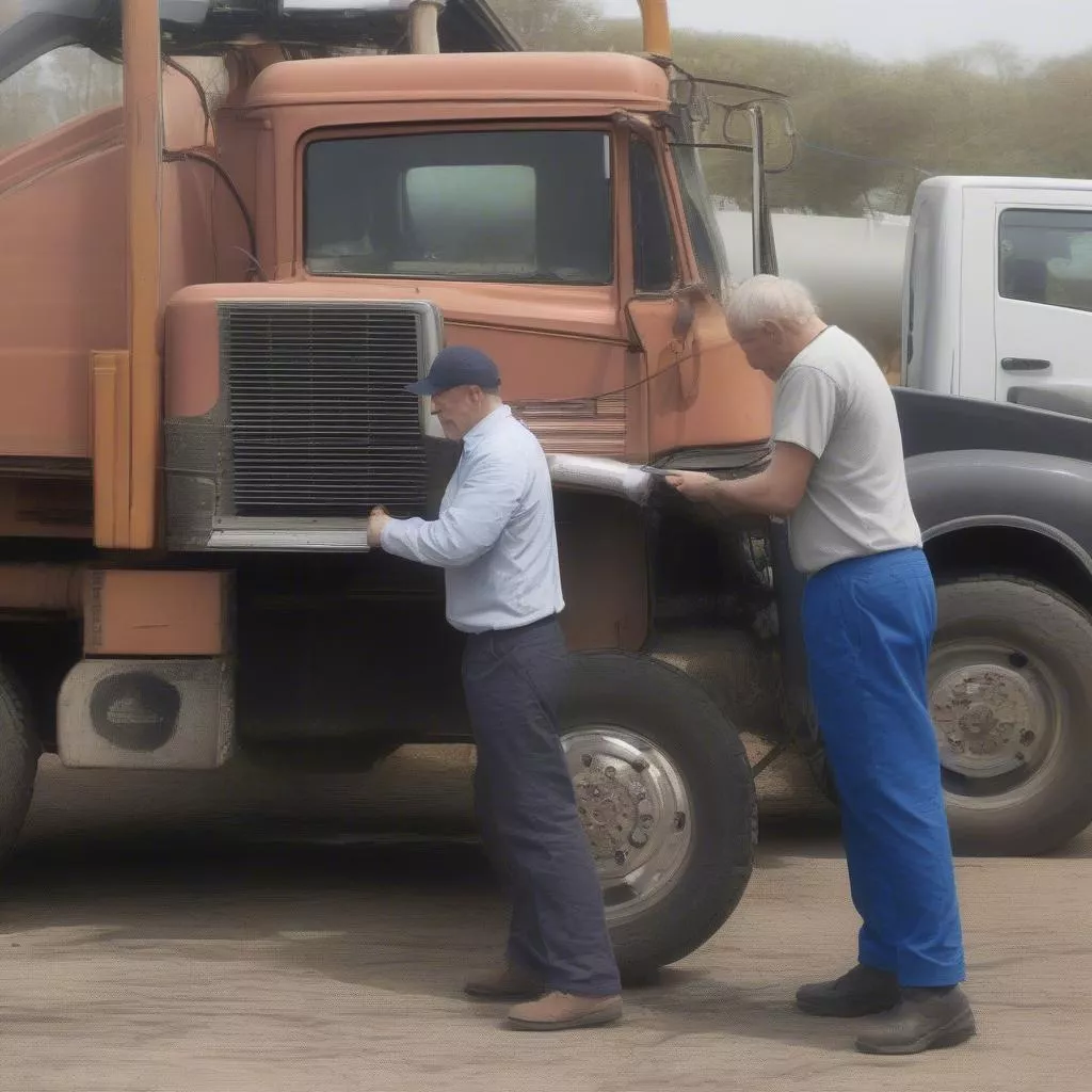 Chủ xe kiểm tra hệ thống điện xe tải