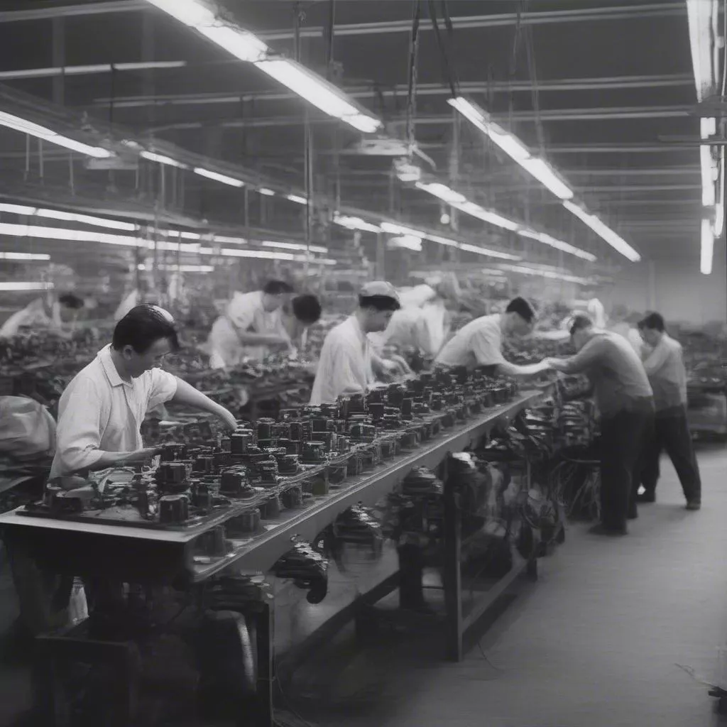 Operai nella produzione automobilistica