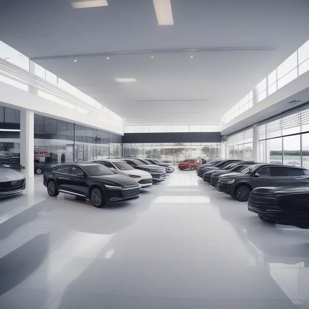 Modern car dealership