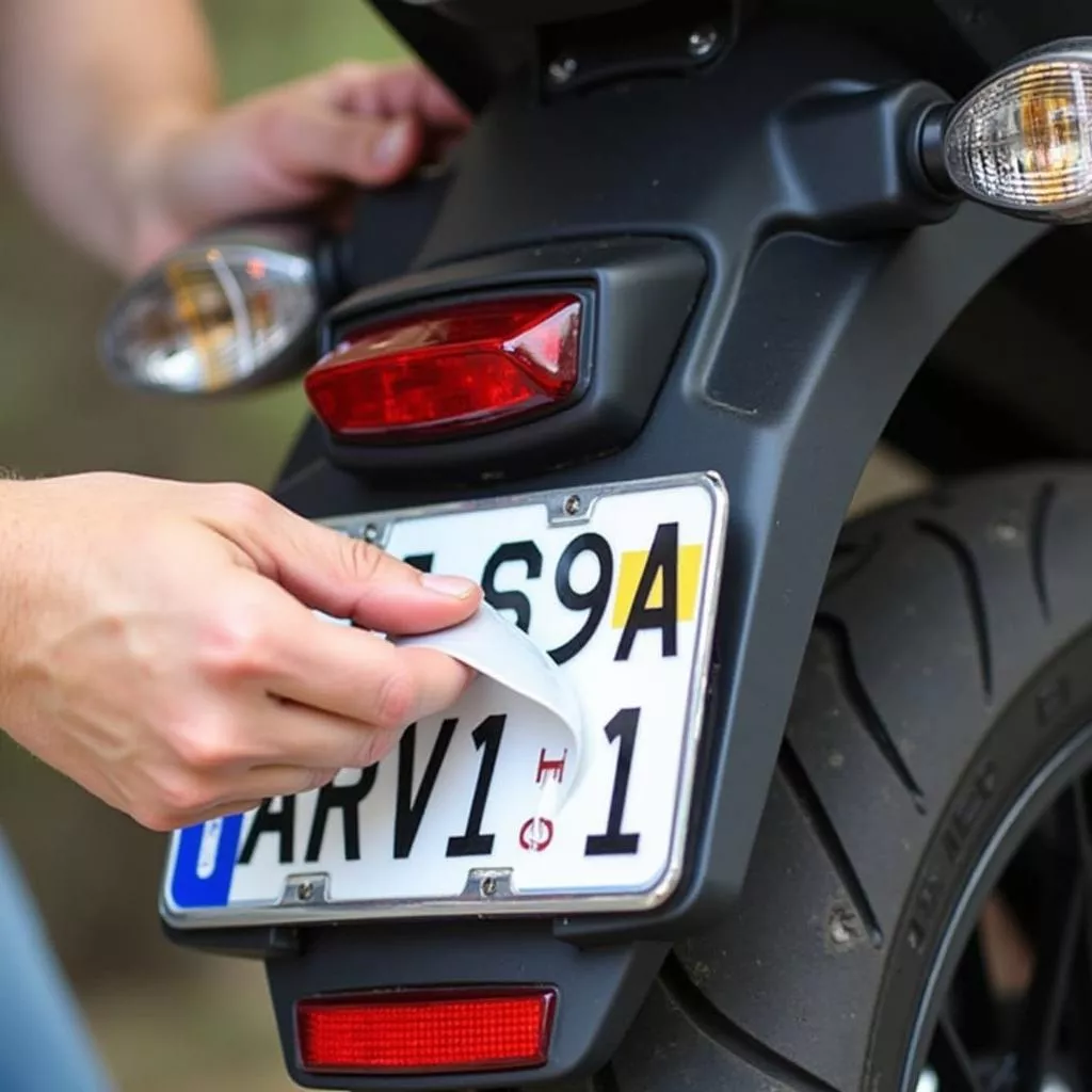 Aplicação de película refletiva na matrícula