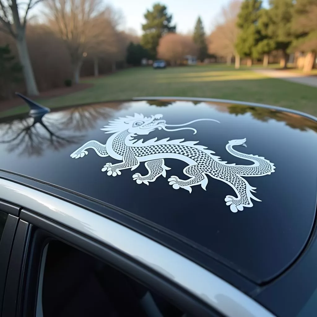 Aplicação de película no teto do carro com elementos de Feng Shui