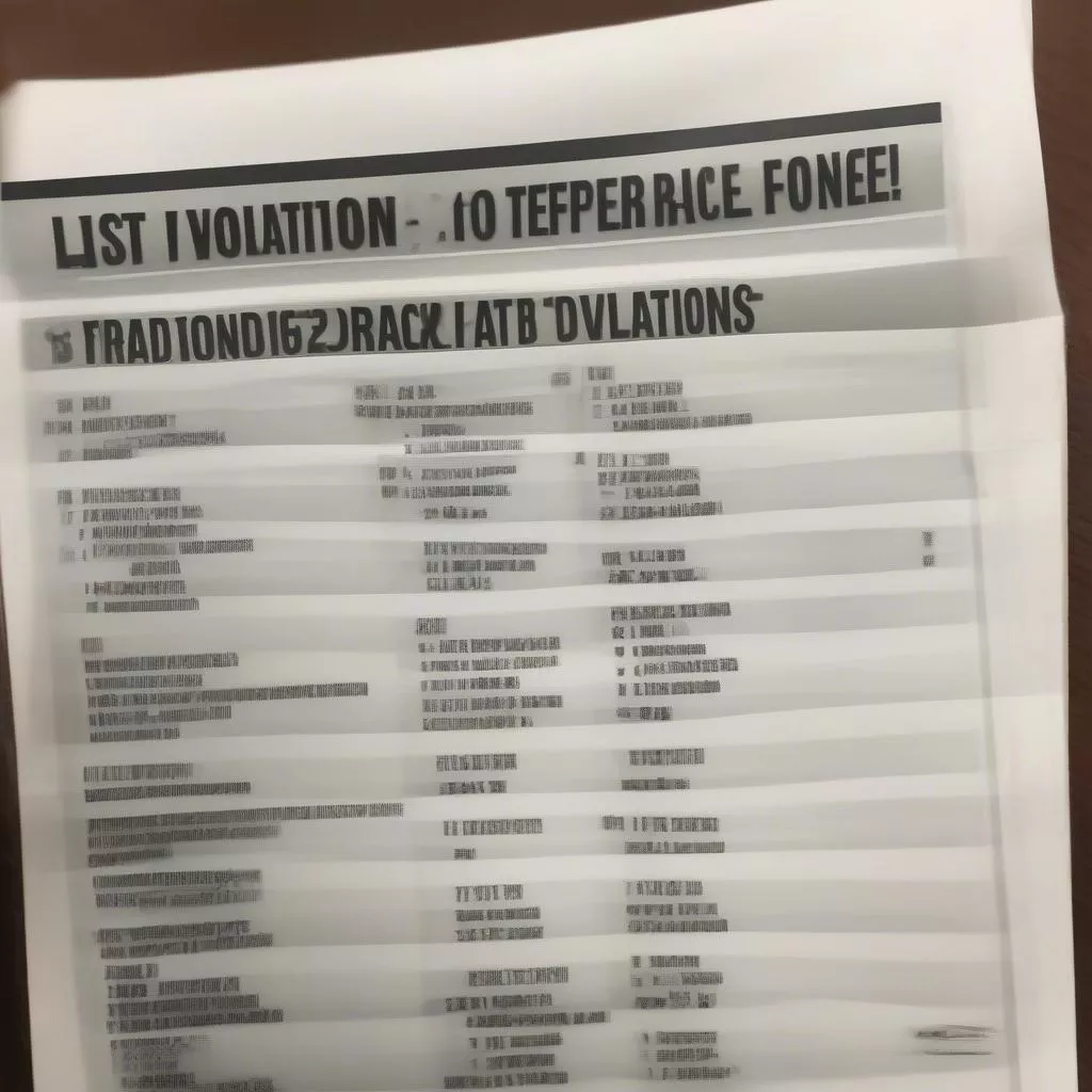 Lista de infrações de trânsito