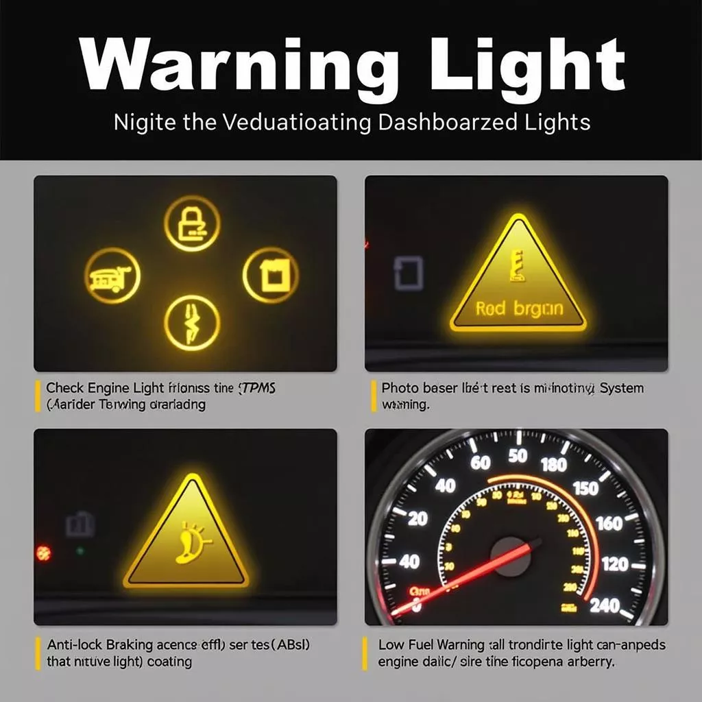 Common yellow warning lights on a car dashboard