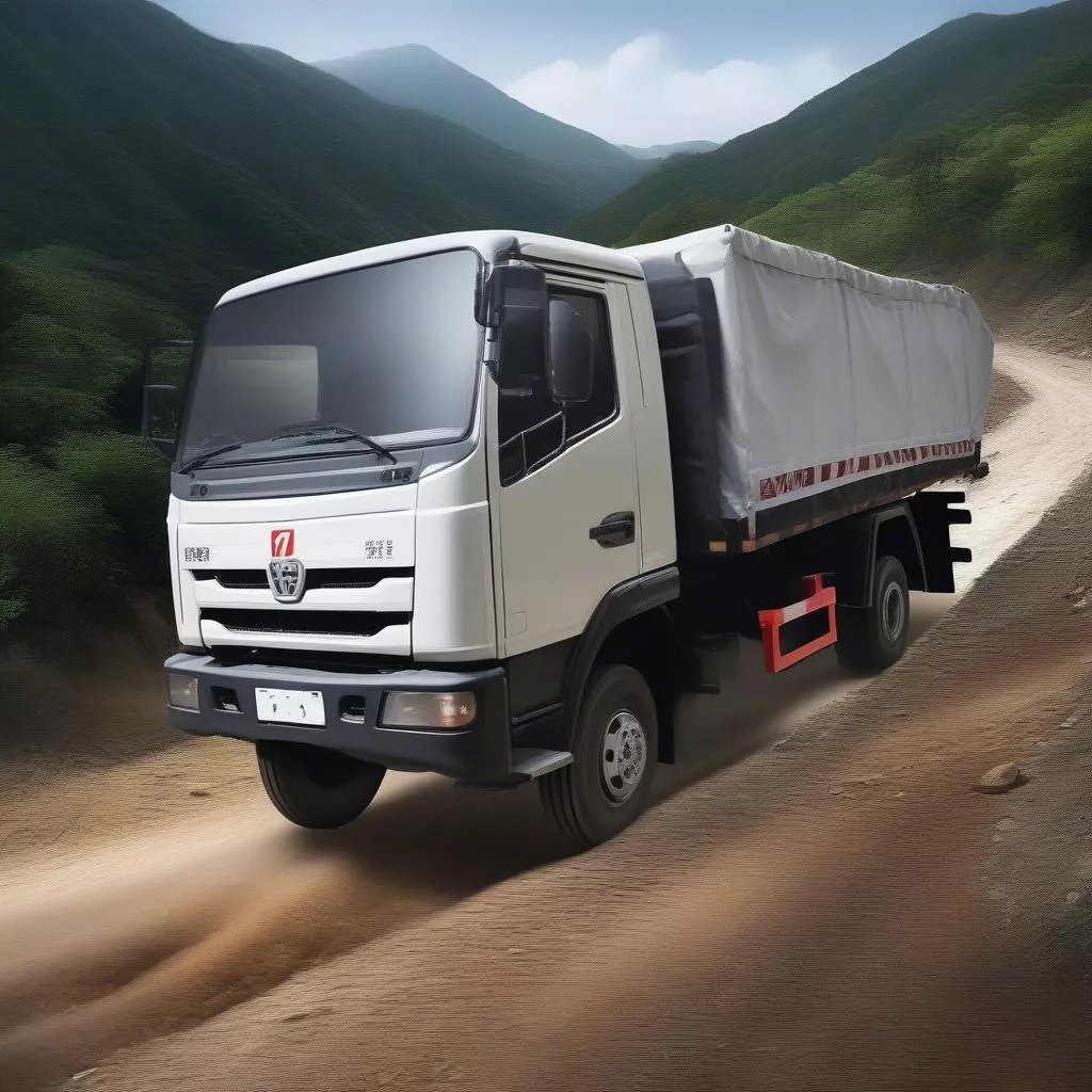 Xe tải Dongfeng 8 tấn chạy trên đường đèo hiểm trở