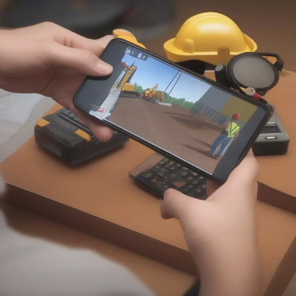 Chơi game ô tô máy múc trên điện thoại