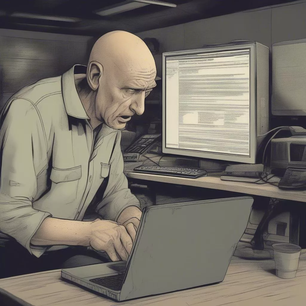 Data loss risk from using cracked garage management software - illustration of a garage losing customer data due to cracked software