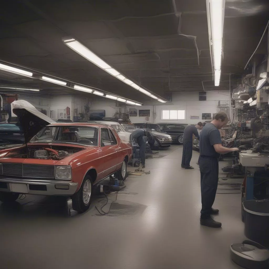 Car repair and maintenance garage for trucks